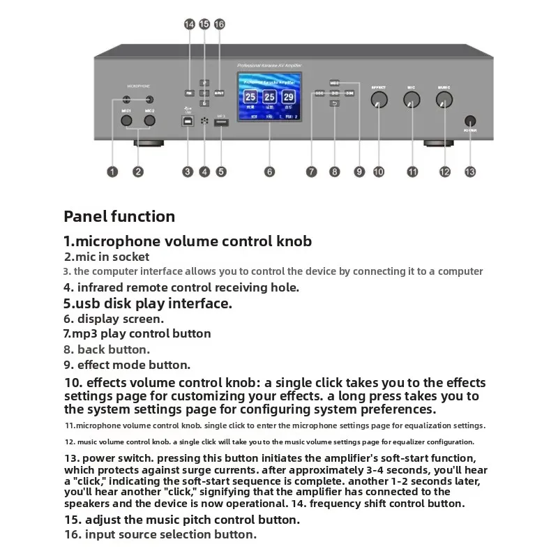 Source Manufacturer K2 Professional Digital Mixing Amplifier Household Karaoke Amplifier Engineering-grade Sound