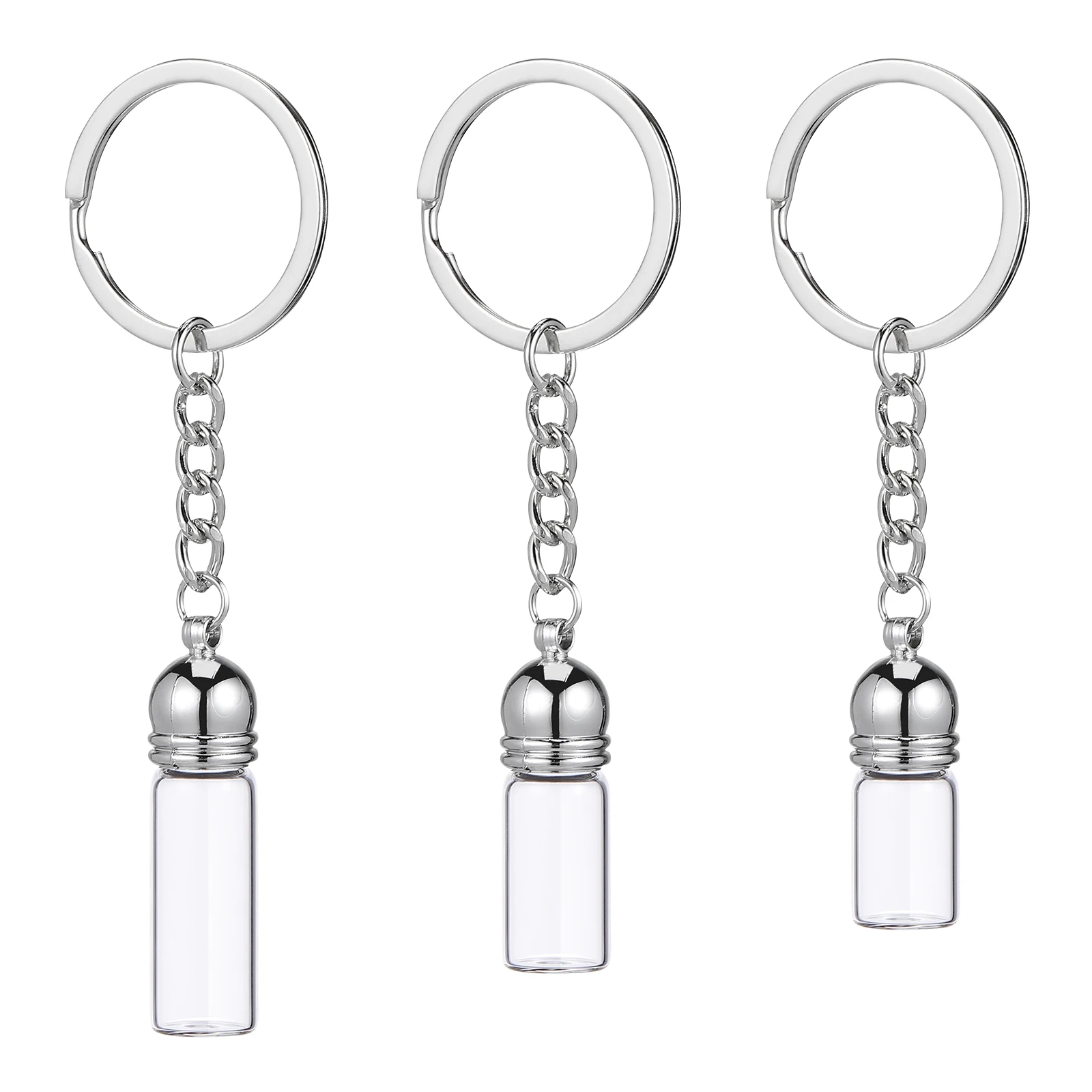 

3Pcs Tiny Glass Bottle Keychain Travel Perfume Refillable Essential Oil Vials Portable Pendant Keychain Bottle