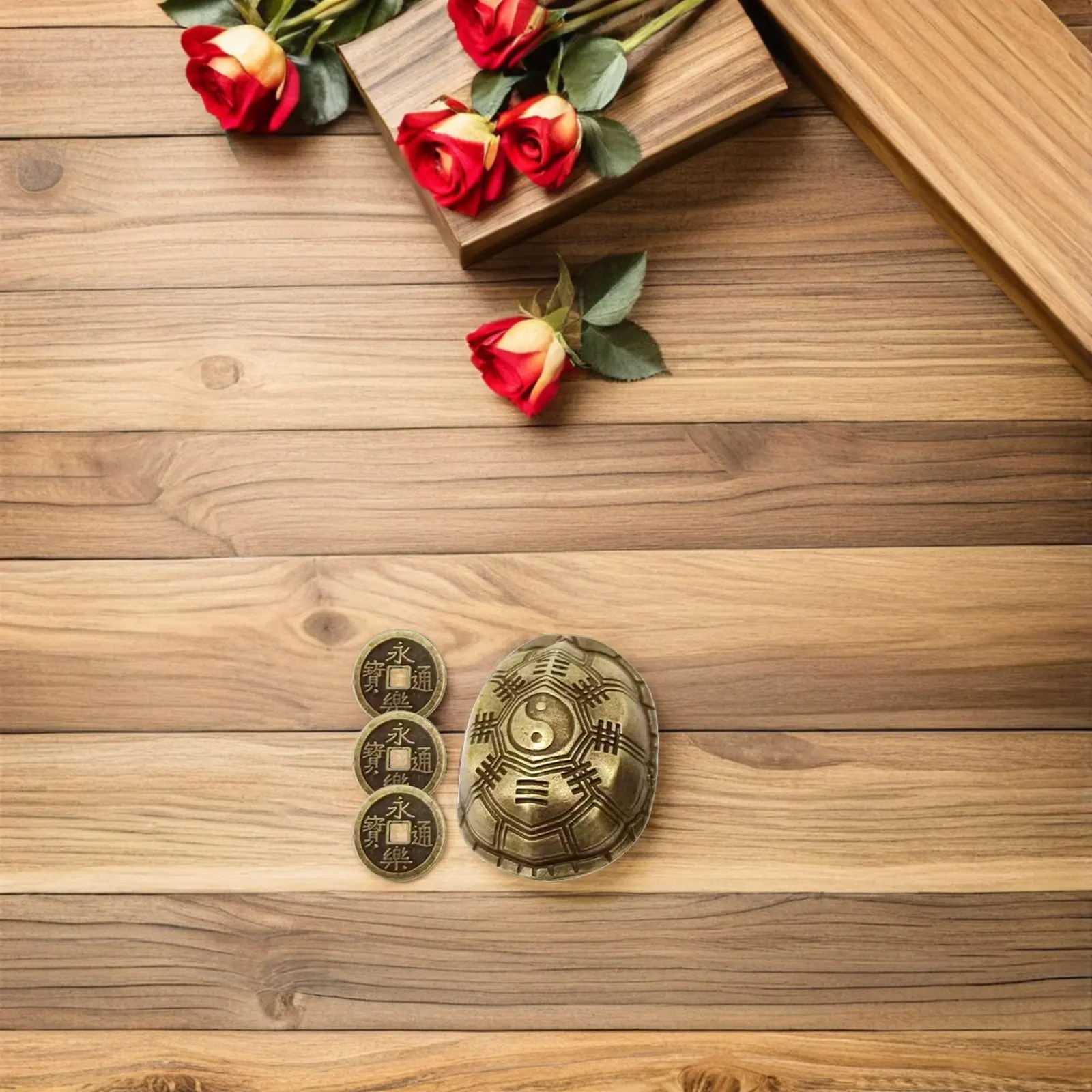 

1 Set Retro Turtle Shell Handcrafted Desk Ornament Vintage Brass Turtle Shell Statue Unique Divination Coins Brass Coin Crafts