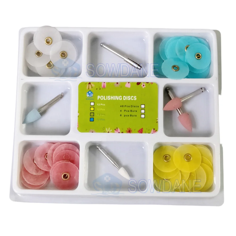 48 قطعة/الحزمة مختبر التشطيب وتلميع البولندية القرص 12 مللي متر/14 متر الإجمالي تخفيض بور مجموعة الراتنج ملء أداة تلميع