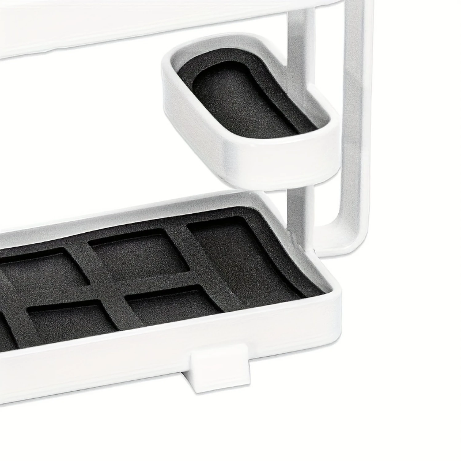Countertop Toothbrush Holder with Bathroom Organizer Rack - Space-Saving, Easy to Clean Washroom Storage for Toothpaste & Cups (