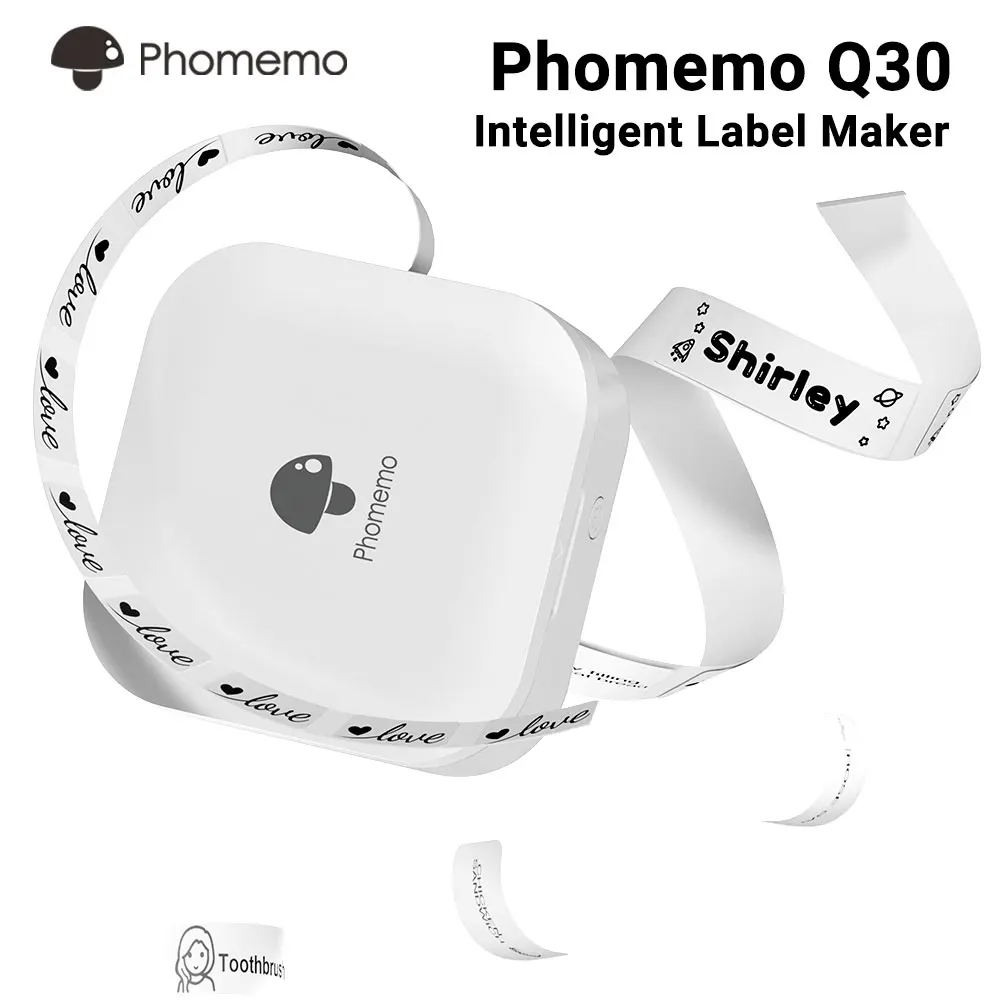 Phomemo Q30 Portable Mini Label Maker Wireless bluethooth Handle Label Printer Tape Included Multiple Template for School Office