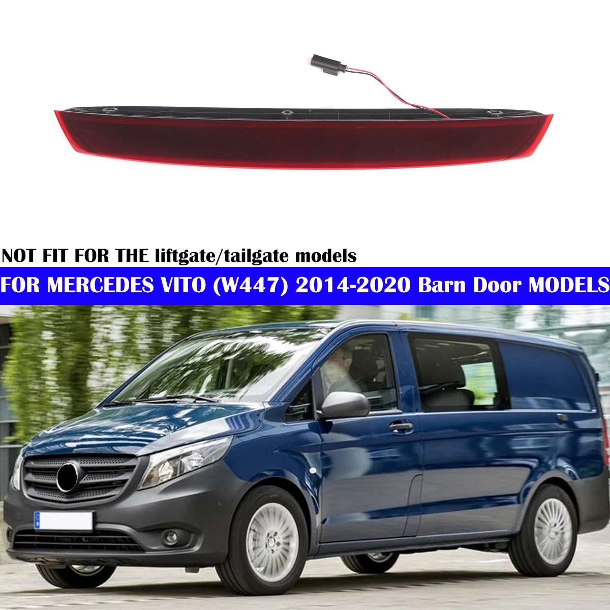 Red Upper High Mounted Rear 3rd Third Brake Light LED Stop Lamp Assembly A4479062900 FOR MERCEDES VITO W447 2014-2020 Barn Door