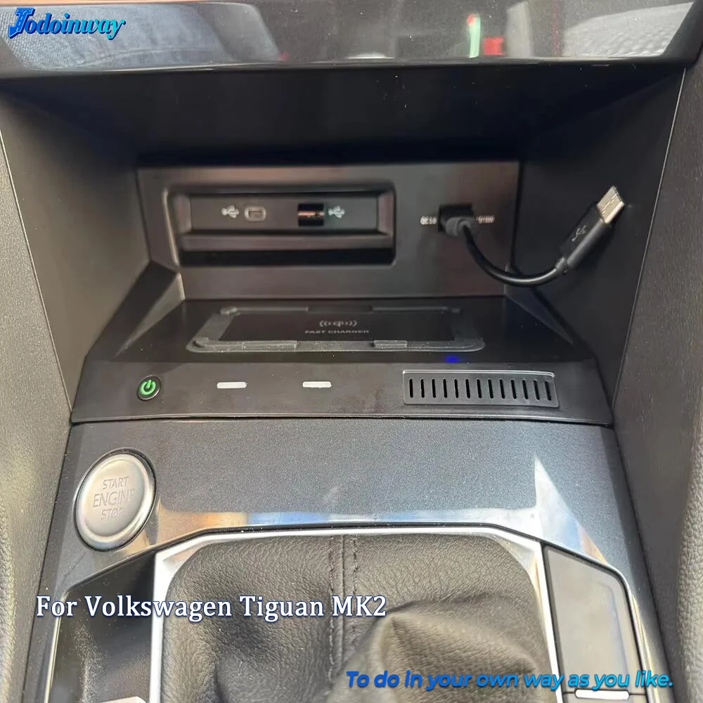 Car Phone Holder Wireless Charger For Volkswagen Tiguan MK2 2017-2022 Mobile Charging Fast Charge Plug and Play Accessories