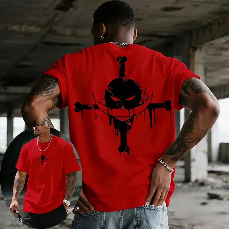 ONE PIECE Animation Derivatives White Beard Printed Short Sleeve T-Shirt Men's and Women's 2026 Summer Fashion Casual Cotton Top