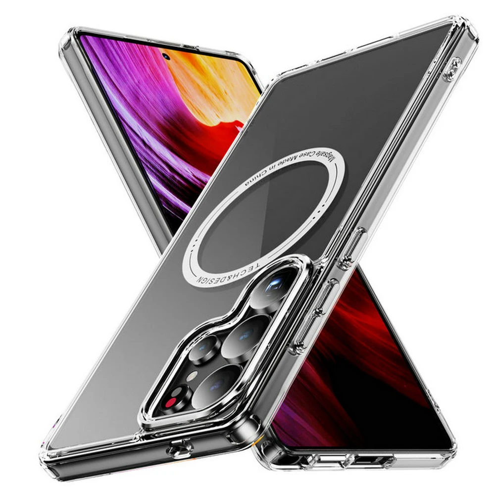 For Samsung S25 S24 S23 Ultra 5G Shockproof Case Transparent Magnet Back Shell For Galaxy S24 FE S23 S 24 S25 Plus Funda