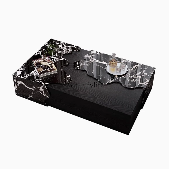 

Minimalist natural rectangular marble coffee table Square size luxury stone tea table