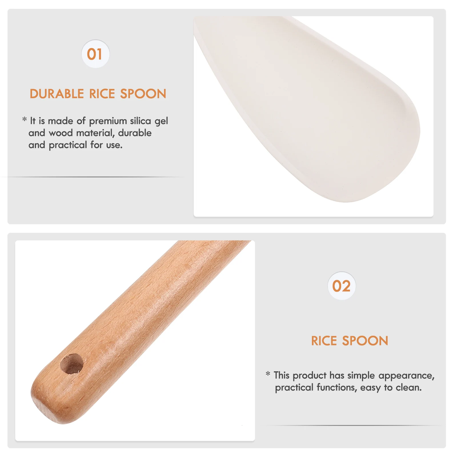 

Rice Cooker Spoon Silicone Wood Non-stick Spatula Ergonomic Easy Clean Portable Practical Kitchen Bartender Tool
