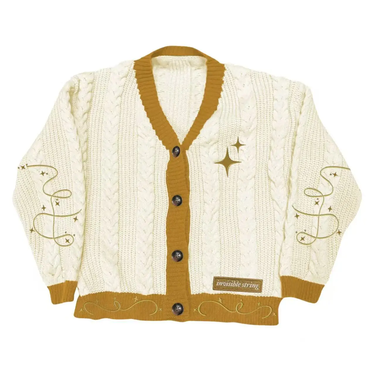 

2025 Autumn Winter Jacquard Contrast Color Stripe Knitted Cardigan Vintage Star Invisible String Loose Long Sleeves Sweater Coat