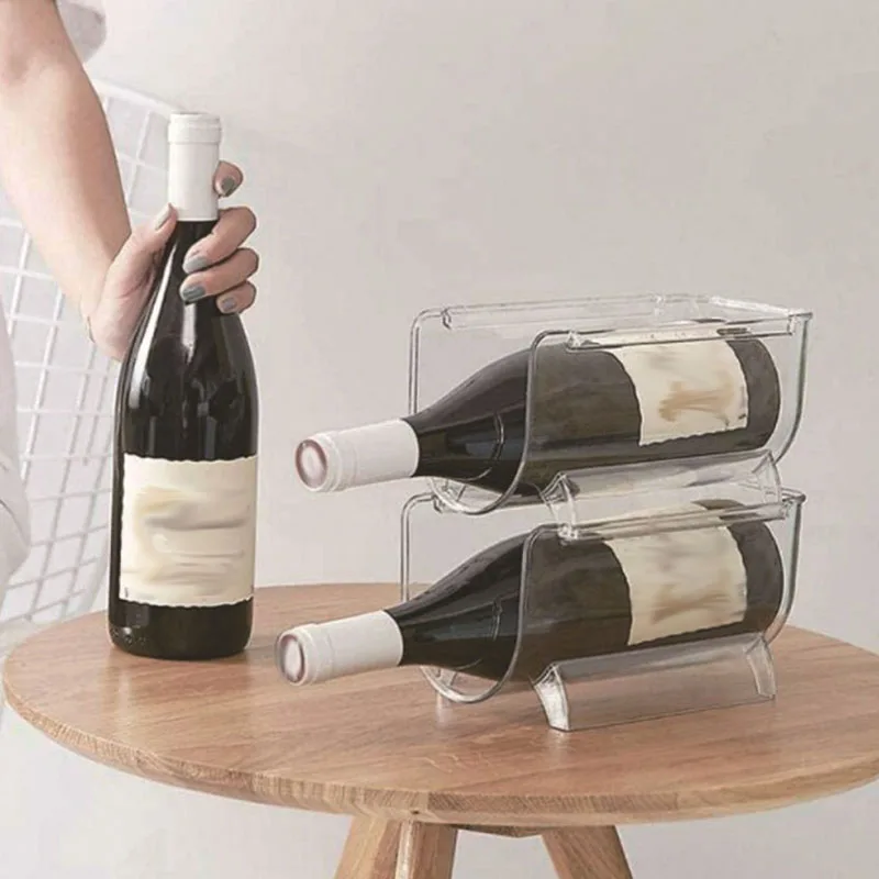 ​​Transparent PET Stackable Wine Rack - Multi-Tier Home Refrigerator Organizer for Cups Mugs Storage​​