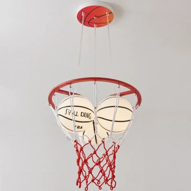 GHJUYIOL Creative and personalized basketball style children's LED chandelier, children's room bedroom chandelier, kindergarten