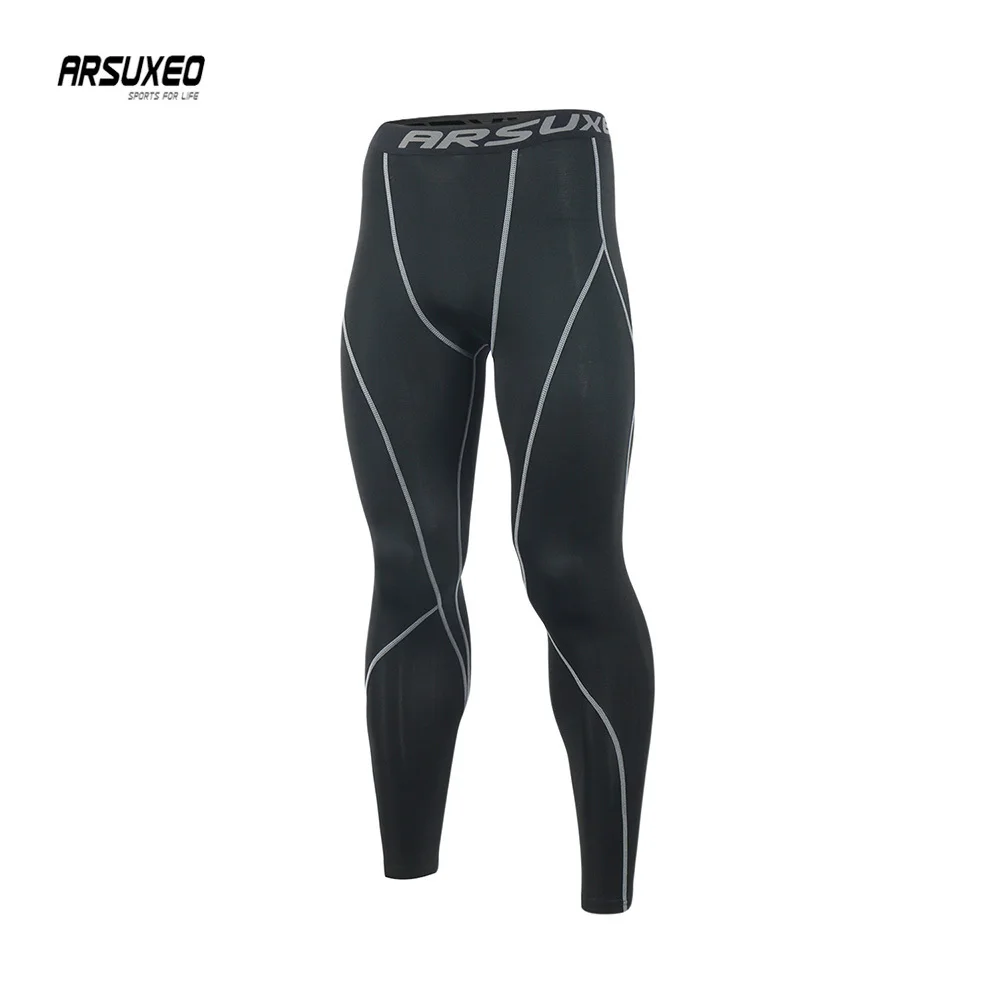 

ARSUXEO Men Sports Tights Running Pants Base Layer Gym Fiess Leggings Workout Active Training Exercise Trousers Quick Dry K3