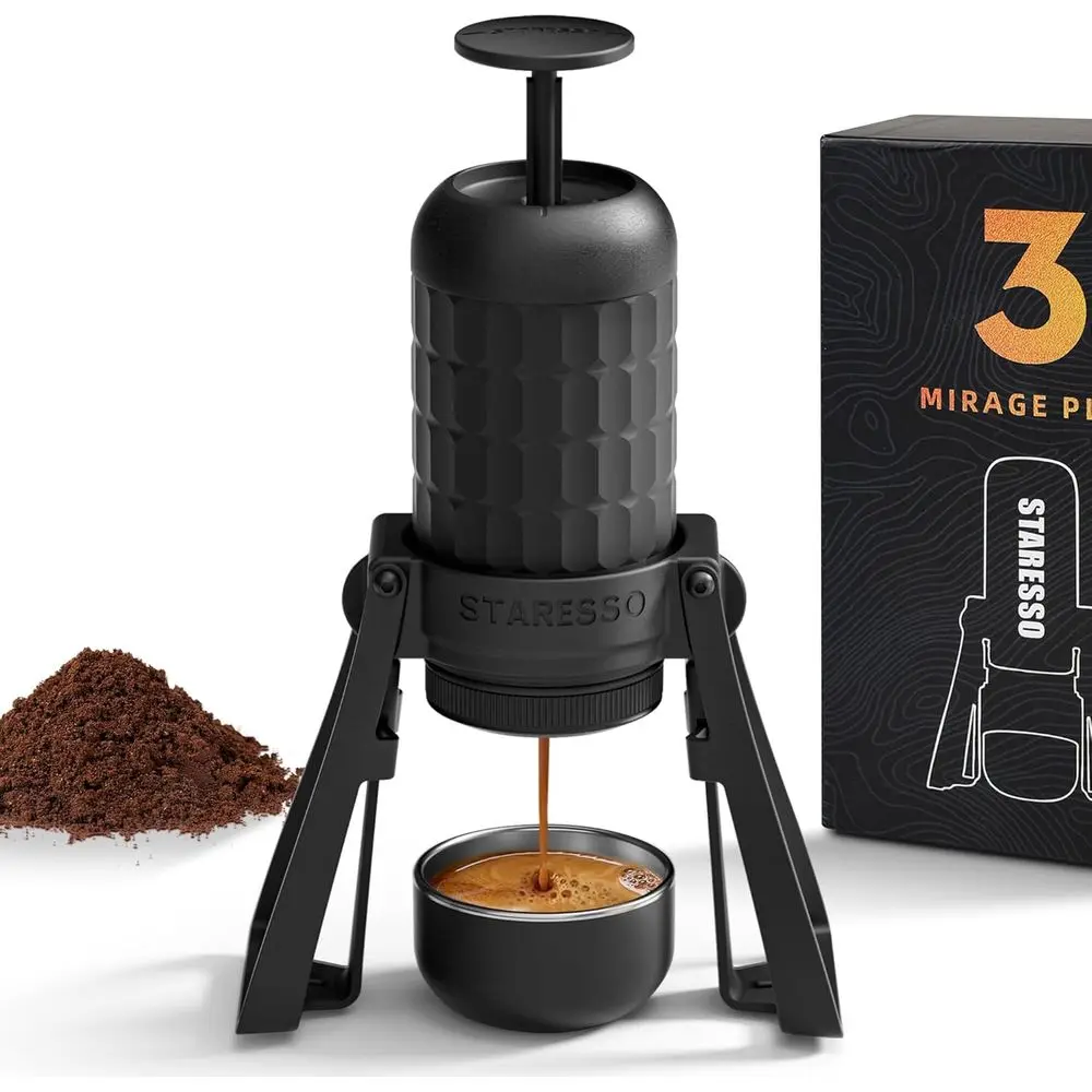 SP300 Espresso Machine, Manual Portable Coffee Maker Compatible Ground Coffee with Pressurized Filter, Espresso Maker for Home T