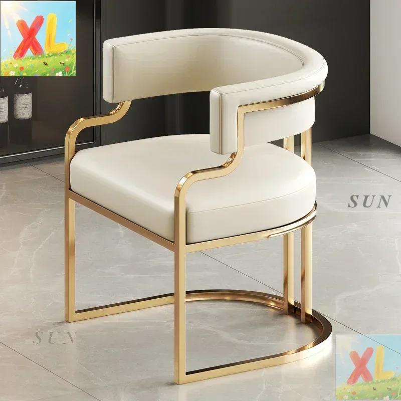 

Designer Unique Dining Chairs Beige Gold Legs Waiting Fashion Sofa Chairs Luxury Adults Floor Protector Sillas Indoor Supplies