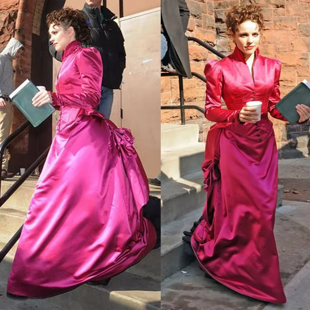 Victorian Civil war prom Dresses Irene Adler Cosplay Costume Bustle fuchsia Edwardian Duchess Retro Evening Dress Custom Made