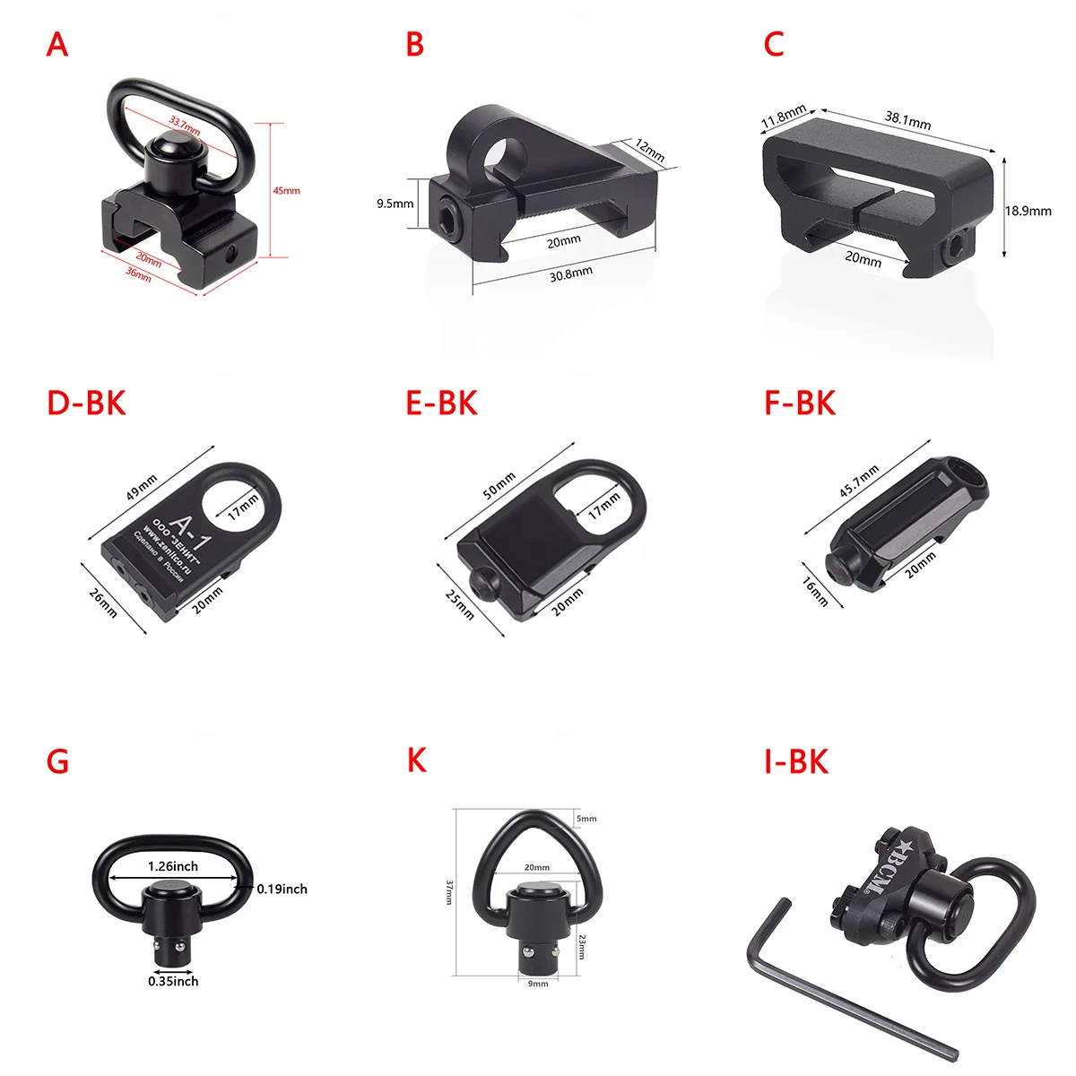 

Tactical QD Sling Swivel 20mm Picatinny Rail Mount Mlok Metal RSA GBB Strap Buckle Base Quick Detach Mount Gun Accessories