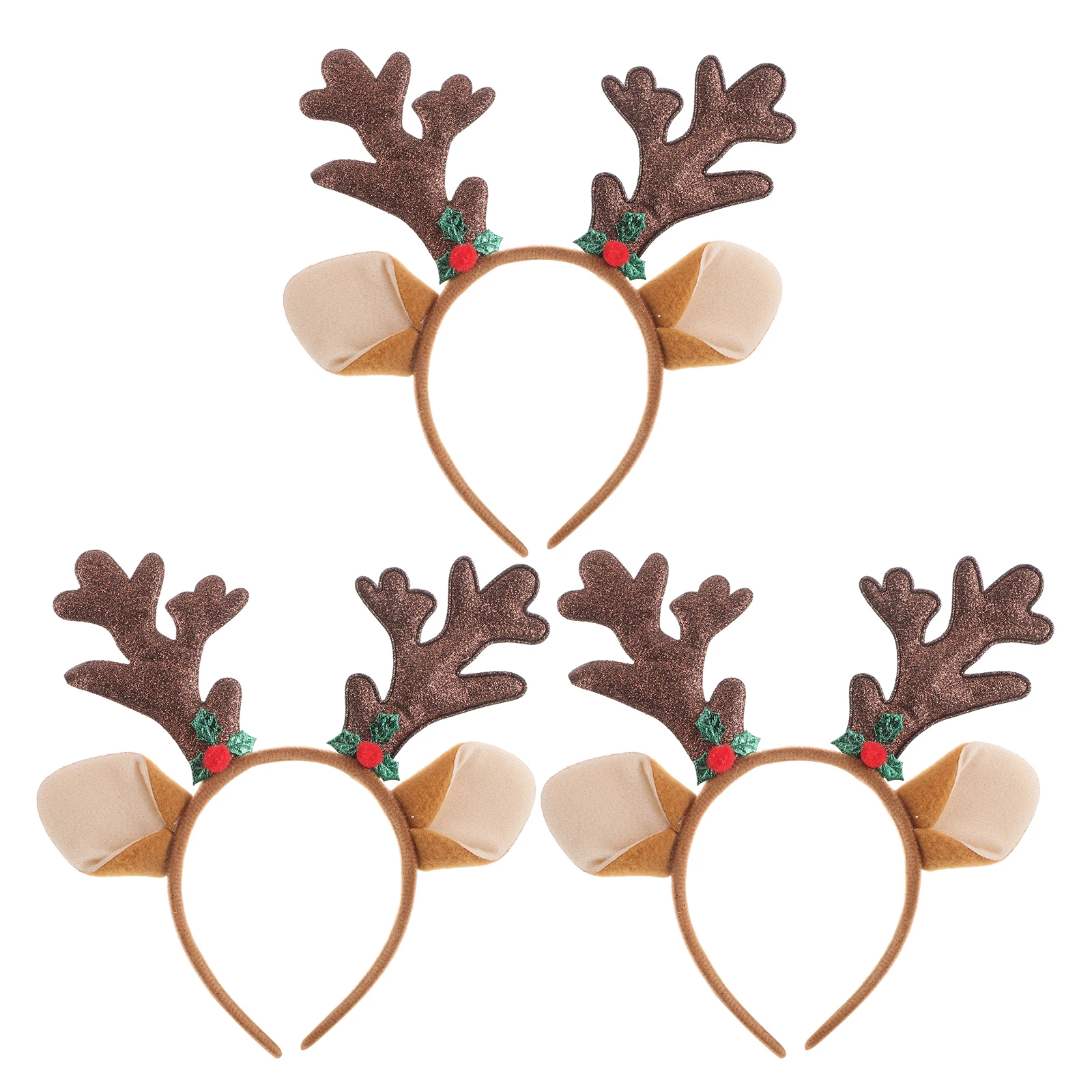 

3pcs Christmas Antler Headbands Holiday Hair Accessory for Kids Girls Boys Deer Headband Set Party Christmas Costumes