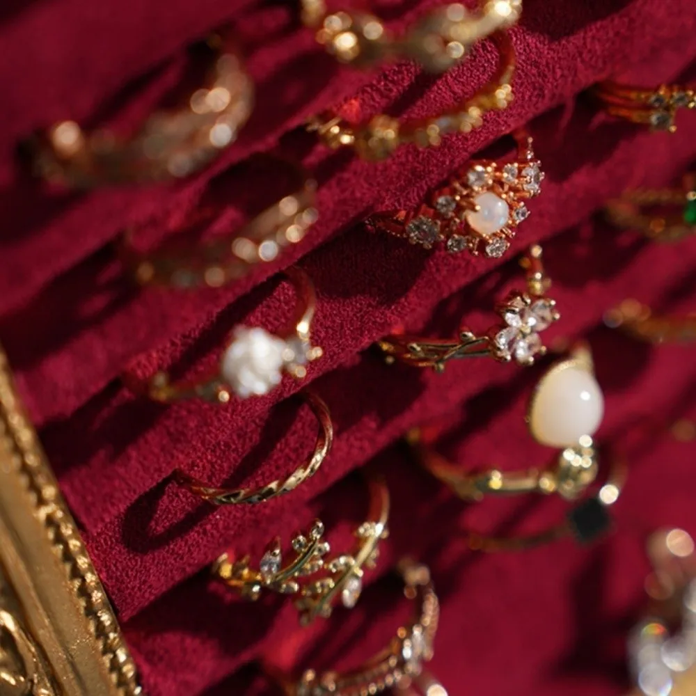 

Винтажный шкаф-витрина для хранения украшений, декоративный элемент для дома, бархатные полки для серег и колец, экономия места, износостойкий