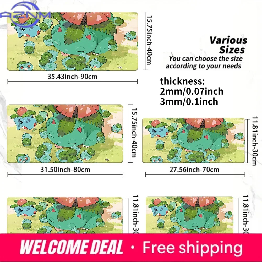 Grass Type Bulbasaur Evolution Gaming Mouse Pad Non-Slip Desk Mat