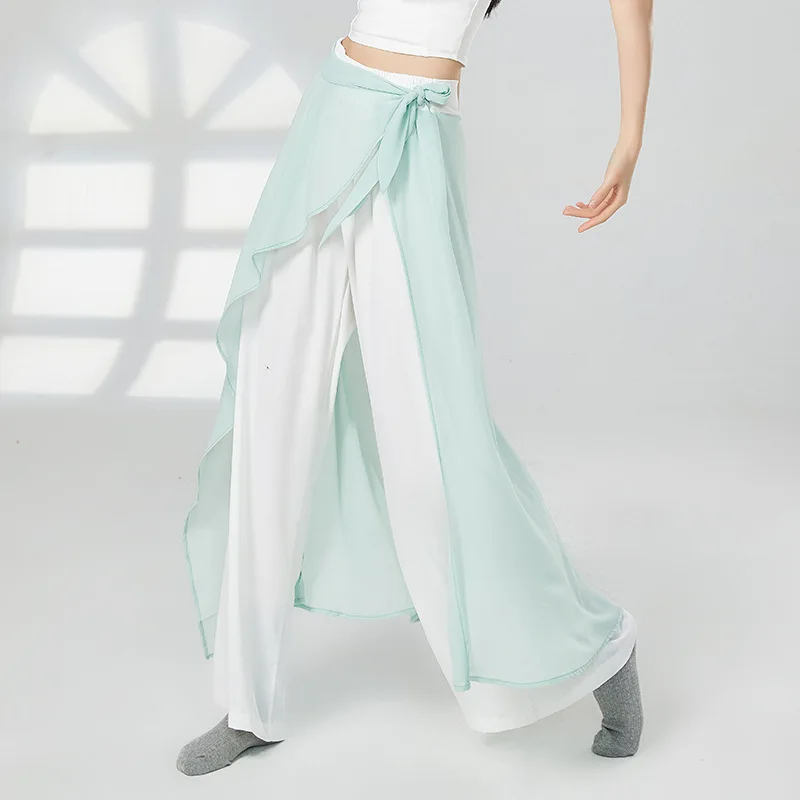 Damen Hose mit weitem Bein elegante Chiffon klassische Tanz übungs hose chinesischer moderner Tanz lose Tanzhose Mode Streetwear