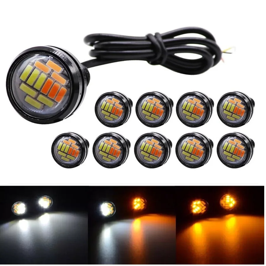 10 Pieces 23mm 12SMD Daytime Running Light LED Eagle Eye Lamp Amber White Signal Lamp
