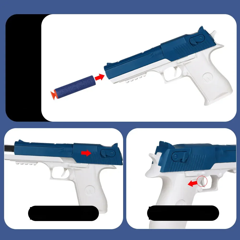 Pistolets jouets, pistolet aigle du désert, pistolet manuel, jouet en mousse, fléchettes, modèle de tir, lanceur pour garçons et filles, jeux de plein air