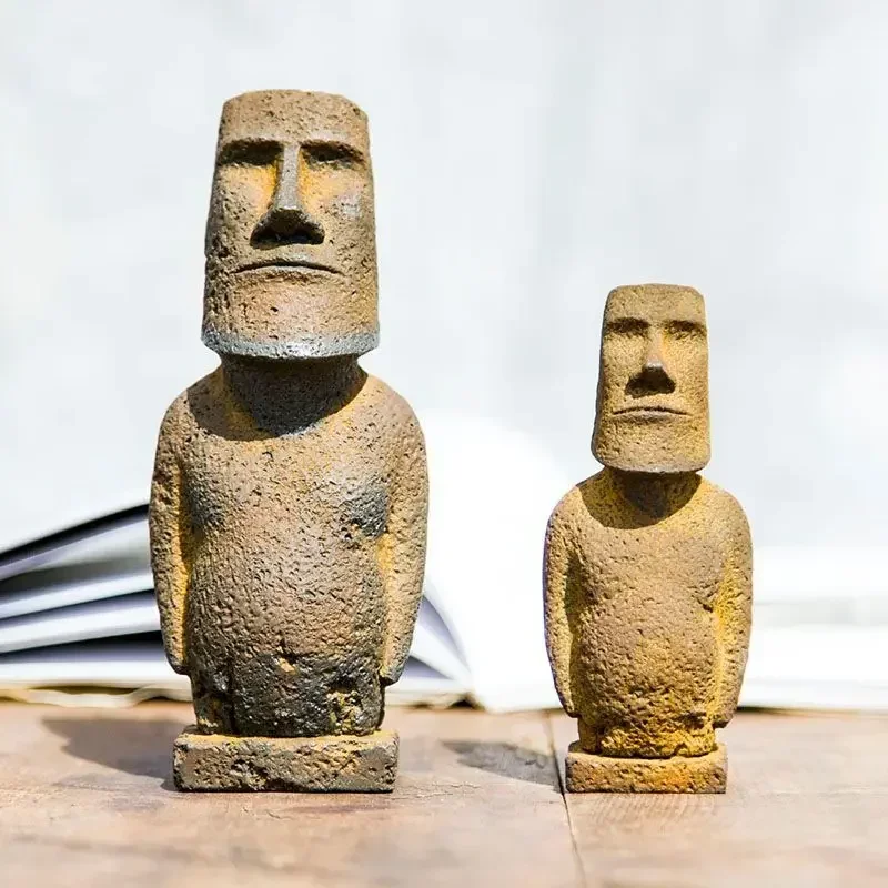 Estatuas de Piedra Moái de la Isla de Pascua Estilo Nórdico, Artesanías, Adornos Hechos a Mano, Figura Decorativa para el Hog