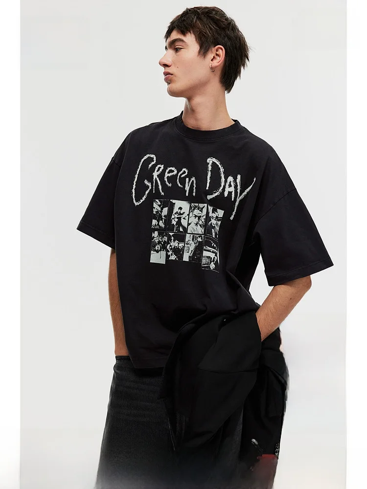 

Футболка женская Day Band HM свободного кроя с коротким рукавом, модная, в городском стиле, 100% хлопок, с принтом, весенняя новинка