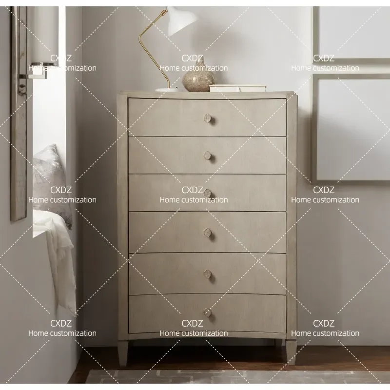 No. 9 Craftsman High End Custom Classical Light Luxury Retro Solid Wood Bucket Cabinet Tall Drawer Storage Unit for Sundries