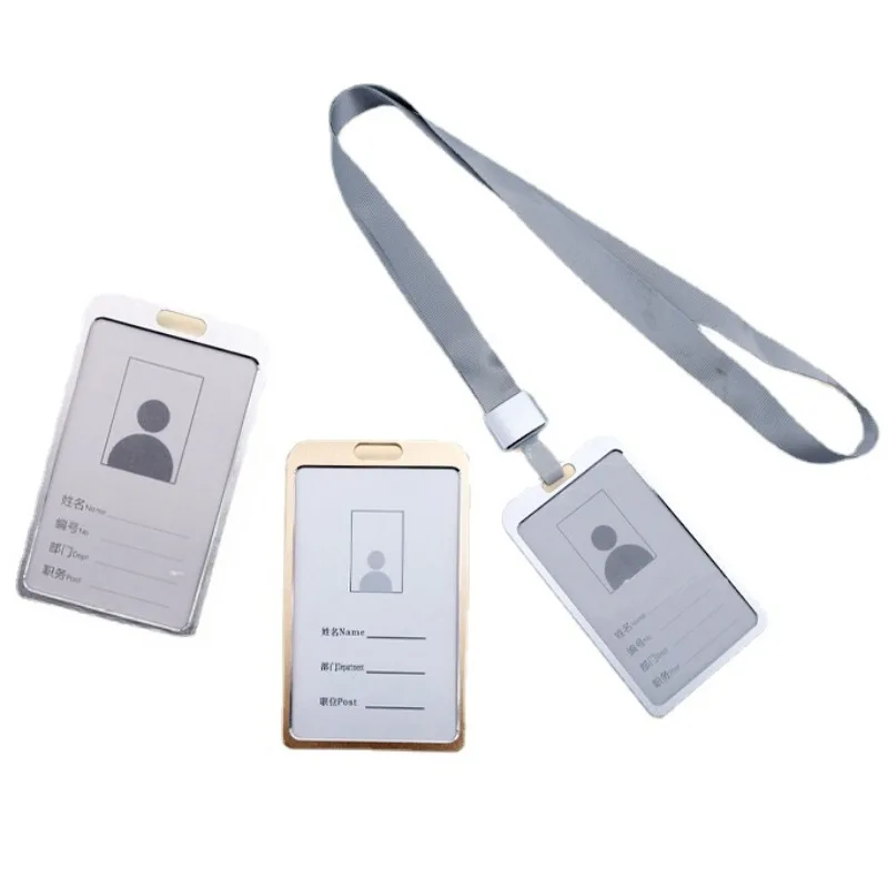 Soporte de tarjeta de trabajo Matel Pass, funda protectora de aleación de aluminio, etiqueta de identificación, pecho, nombre, insignia, funda para permiso de trabajo, 1 Juego