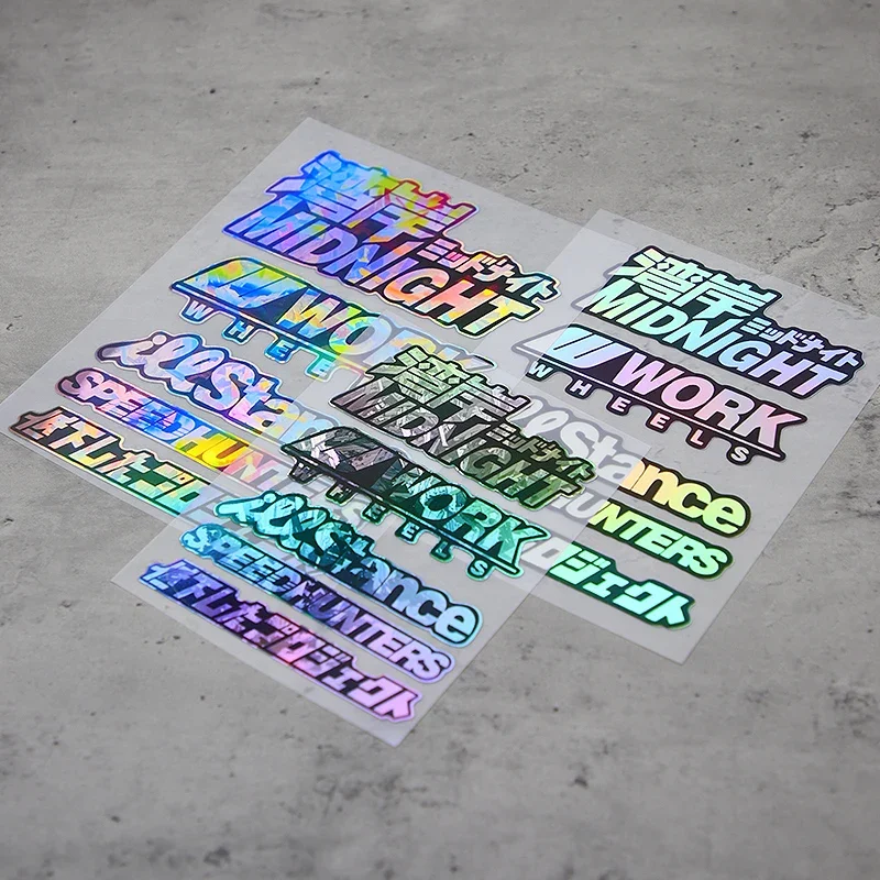 

5 шт./компл. набор голографических графических наклеек JDM для мотоцикла, автомобиля, индивидуальное украшение, мульти-дизайн, аксессуар для автоэнтузиастов