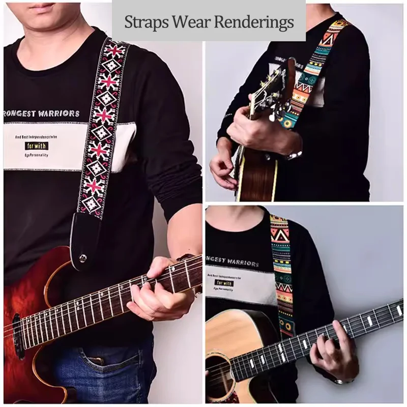 Acoustic Guitar Strap Electric Guitar Straps with Leather Ends Adjustable Classical Suitable For Bass Electric Acoustic Guitar