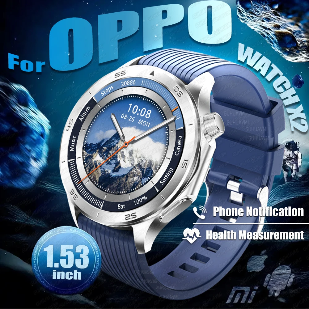 

For OPPO Watch X2 Original Smartwatch GPS Sport Track Heart Rate Music BT Call IP68 Waterproof AMOLED Smart Bracelet