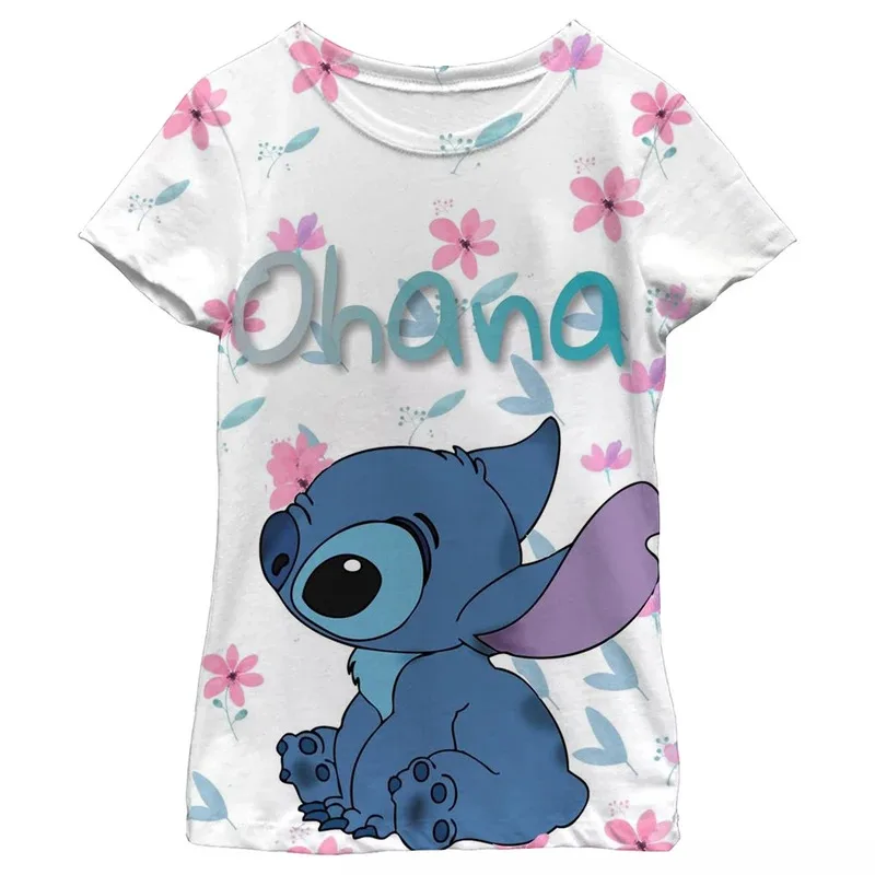 ديزني غرزة تي شيرت للفتيات الصيف الأطفال أزياء قصيرة الأكمام الاطفال الكلاسيكية تنوعا تي شيرت ملابس كاجوال فتاة أعلى