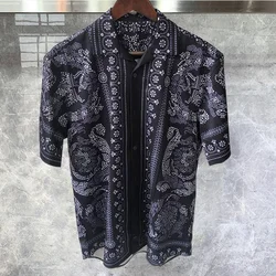 2023 Summer Hawaiian Beach Shirts Streetwear Hip Hop Fashion Ethnic RetroTop European Print Shirt Camisa Floral Masculina