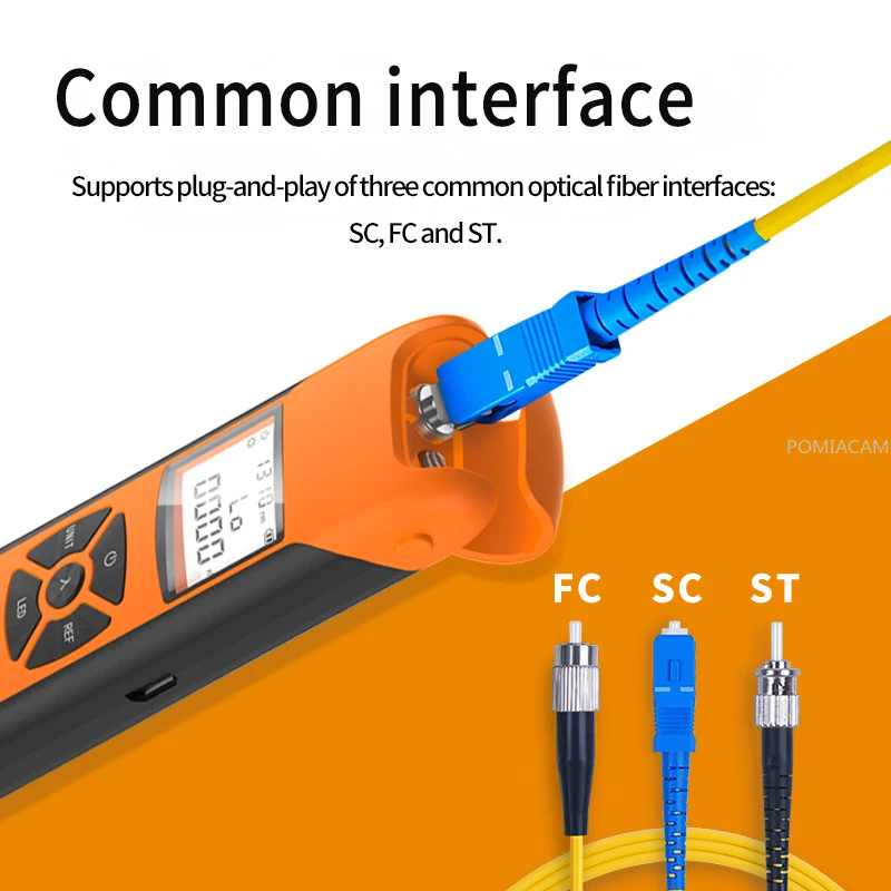 Optical Power Meter Fiber Optic Tester 9 Wavelength FTTH Tool USB Rechargeable SC FC ST Interface SC/FC/ST lithium batteries LED