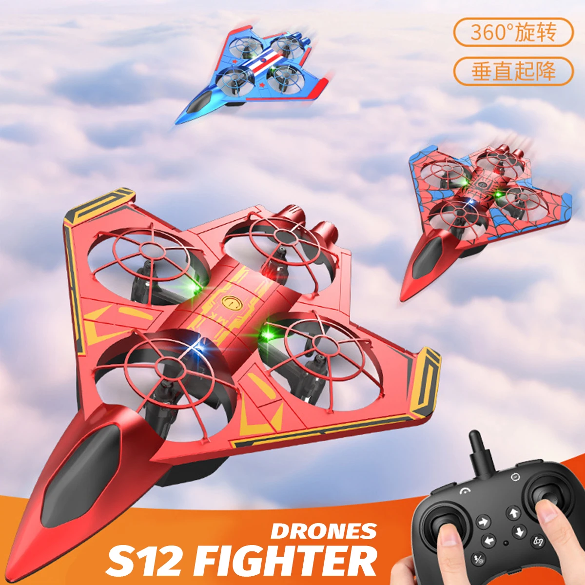 

New Glider Flying Helicopter Rc S12 Fighter Aircraft Model 2.4G Stunt Remote Control Fighter Airplane Children Toy With Light