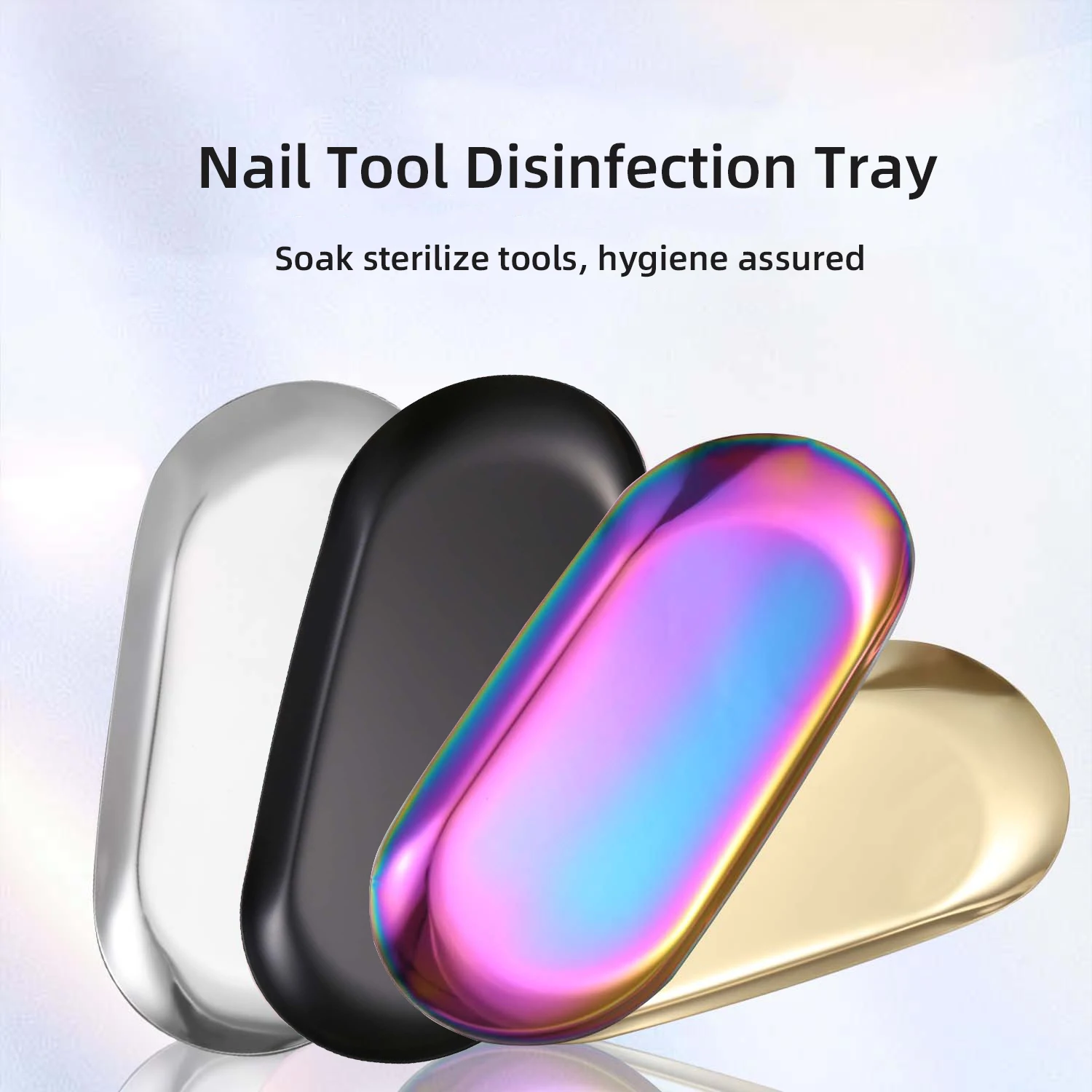 Premium Stainless Steel Manicure Sanitization Tray Multi-Use Nail Care Storage Jewelry Cosmetic Organizer Nail Disinfection Tray