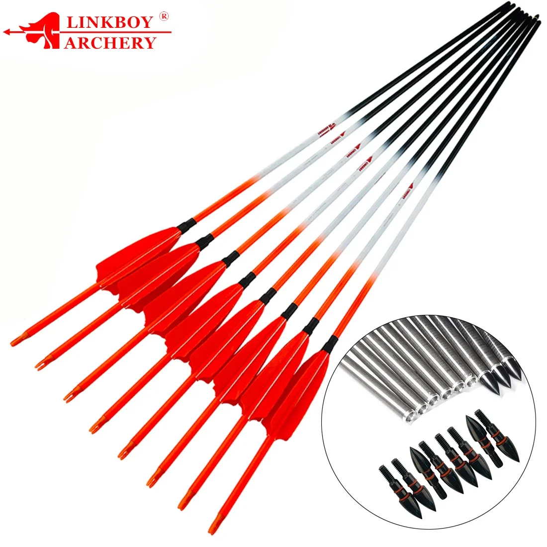 

12PCS Archery Arrows Horseback Shooting Pure Carbon Arrows ID6.2mm Traditional Bow Longbow Recurve Bow Hunting