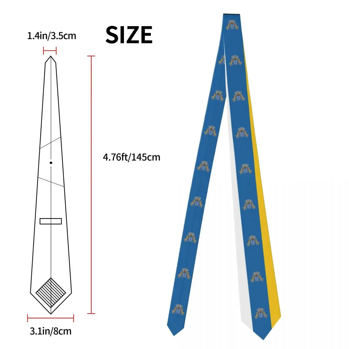 جزر الكناري العلم ربطات العنق للجنسين البوليستر 8 سنتيمتر علم اسبانيا المحيط الإسبانية رابطة عنق للرجال عادية الكلاسيكية اليومية Gravatas