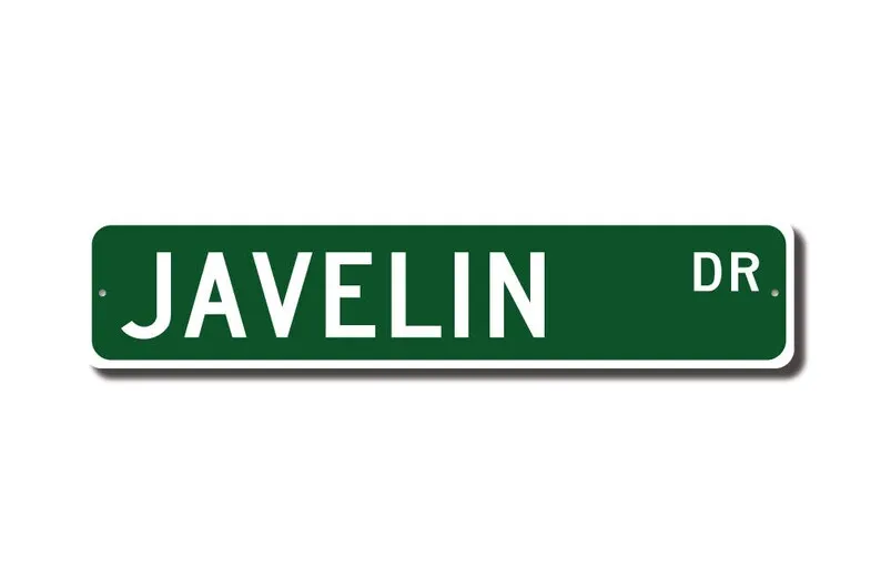 Javelin, Javelin Sign, Javelin Fan, Javelin Thrower Gift, Track Gift, Track & Field fan, Custom Street Sign, Quality Metal Sign