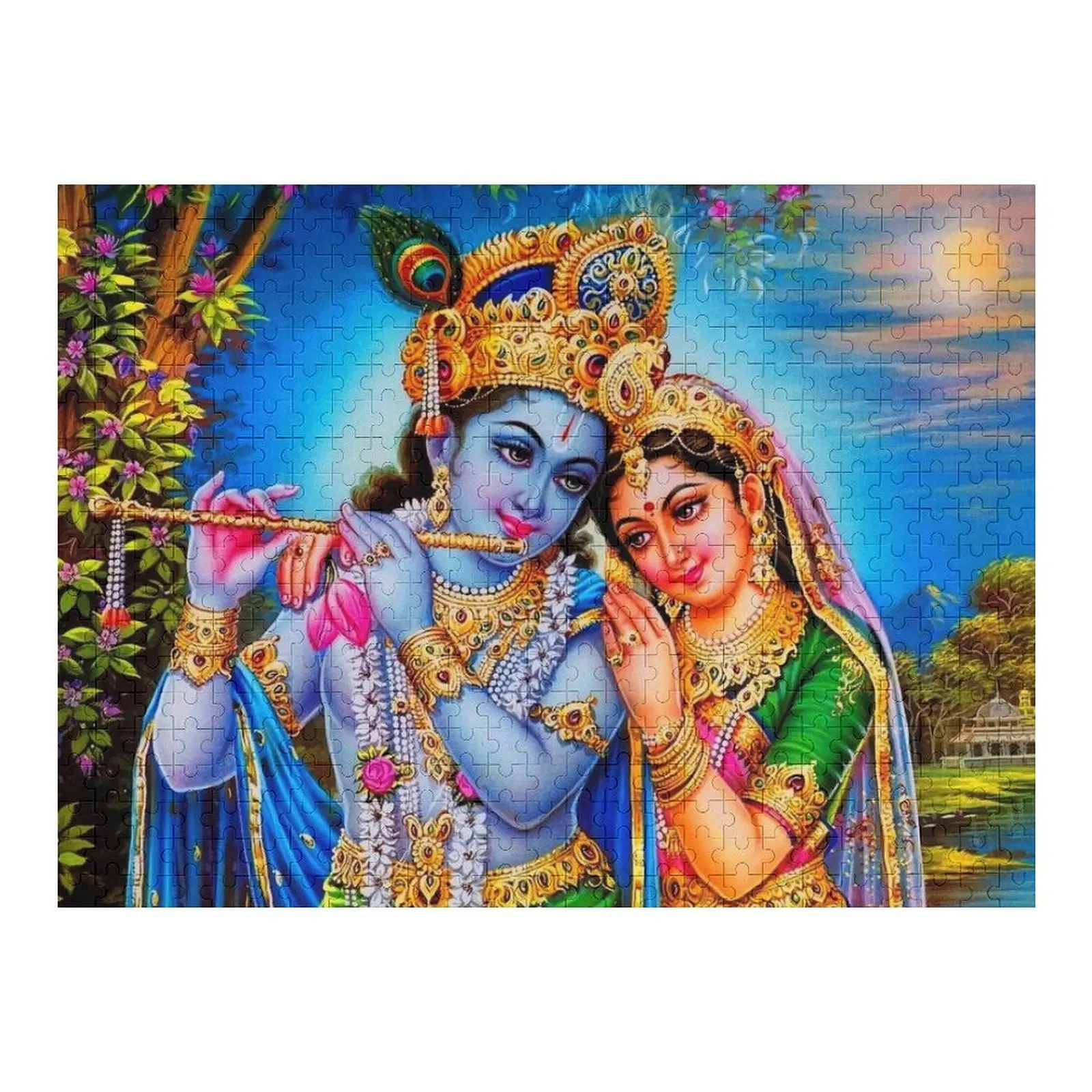 

Hindu Lord Radha Krishna Goddess Print Jigsaw Puzzle Personalized Photo Gift With Photo Christmas Toys Puzzle
