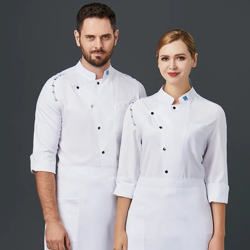 

Костюм повара для мужчин, униформа для ресторанов и отелей, кухонная одежда с длинным рукавом для осени и зимы