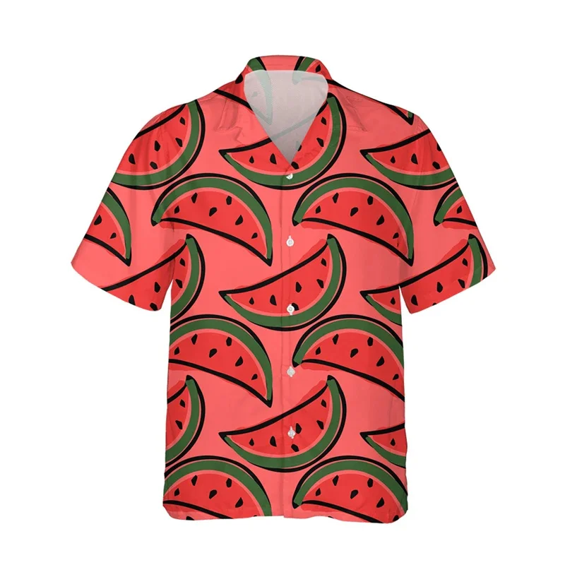 

Summer Hawaiian Fruit Watermelon 3D Print Shirts Men Fashion Shirt Casual Streetwear Short Sleeve Shirt Blouse Man Clothing