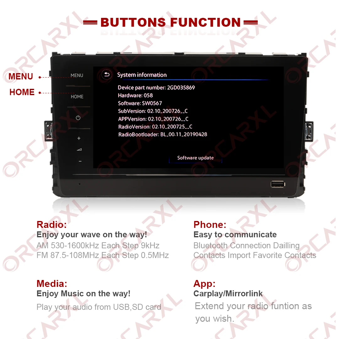 Deasy RCD520 Carplay Car Radio MIB 3 Full 8 inch Display Touch Screen 2GD 035 869 For VW MQB B8 T-Roc T-Cross Polo Touran Jetta