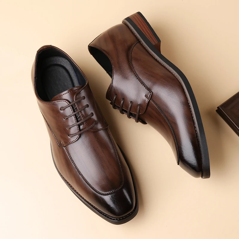 

Men's Business Formal Leather Shoes, Comfortable Soft Sole Derby Shoes, Breathable Anti-Slip Commuter Banquet Men's Shoes-HT1009