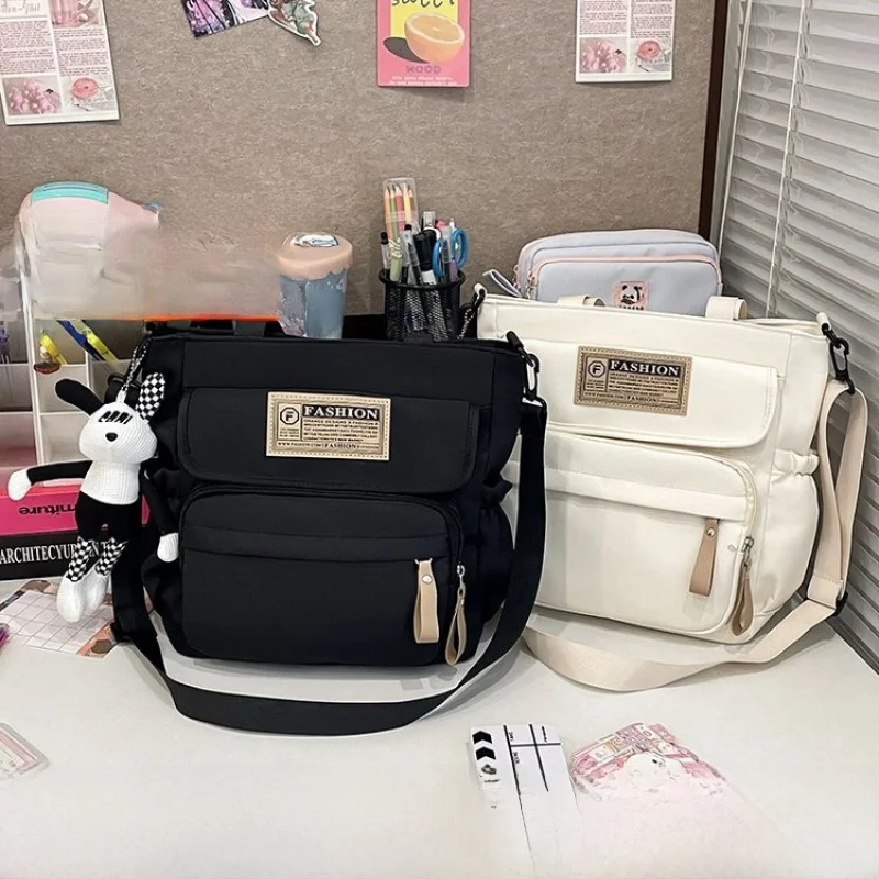 Fashionable Canvas Slant Bag for Junior And High School Students Boys And Girls Can Carry Books Handbags Soft And Washable