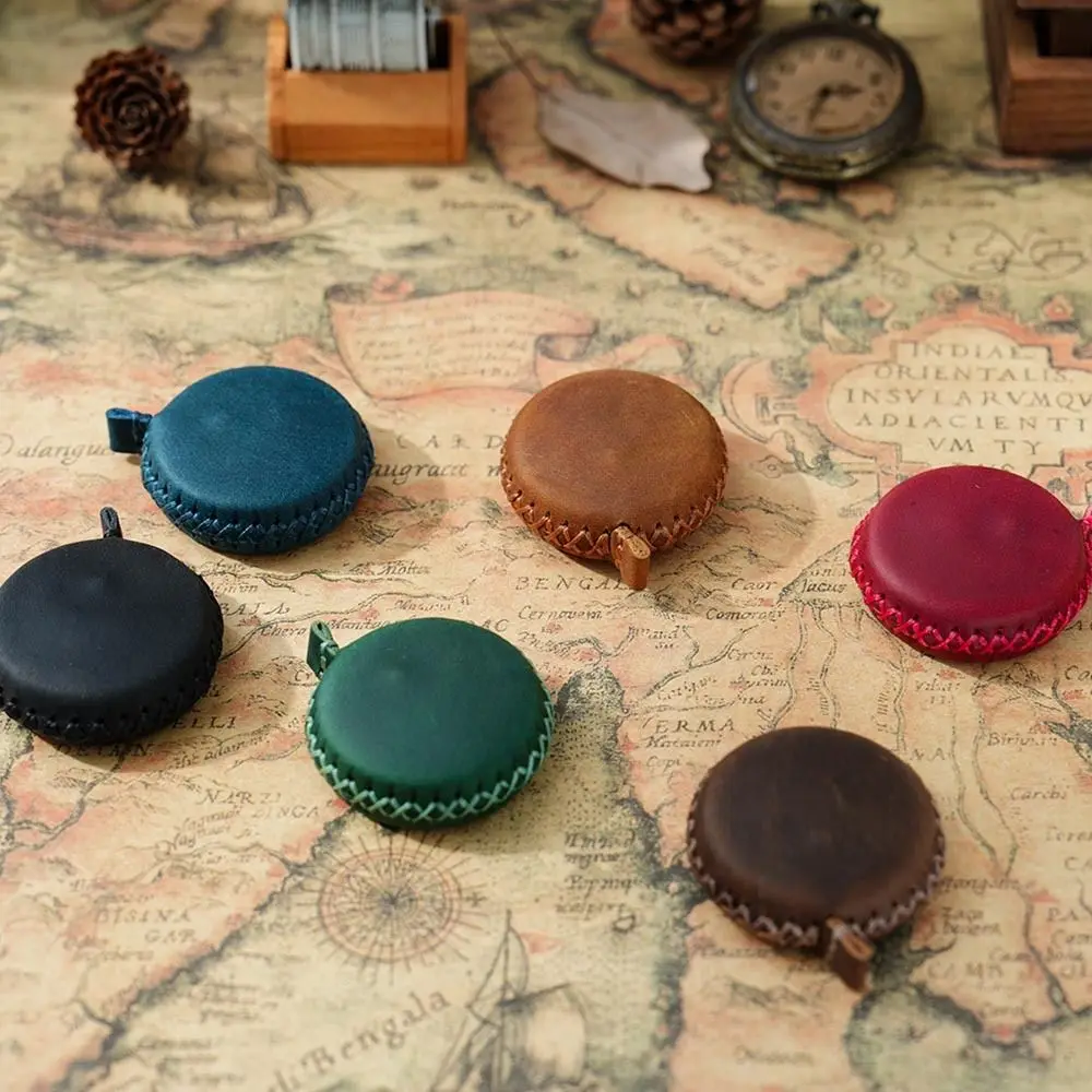 미니 수제 가죽 줄자, 휴대용 빈티지 롤 줄자, 1.5m 개폐식 줄자, 가정용 줄자