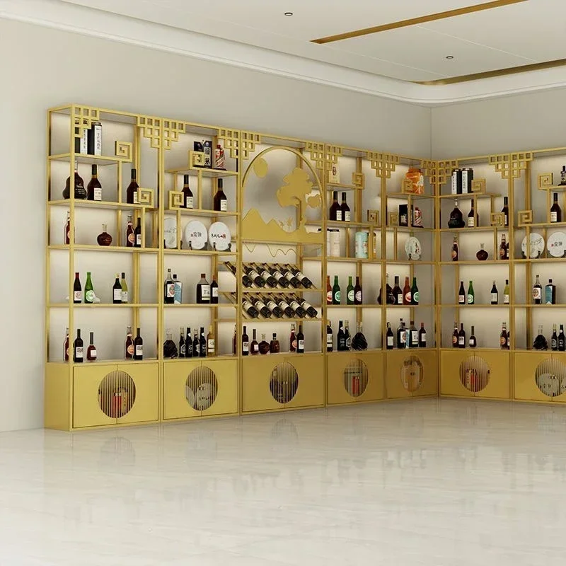 Cellar บาร์ตู้หรูหราไวน์ Rack ผนังห้องนั่งเล่นชั้นวางไม้โมเดิร์นกาแฟ Organizer ตู้โชว์ขวด Mesas เฟอร์นิเจอร์