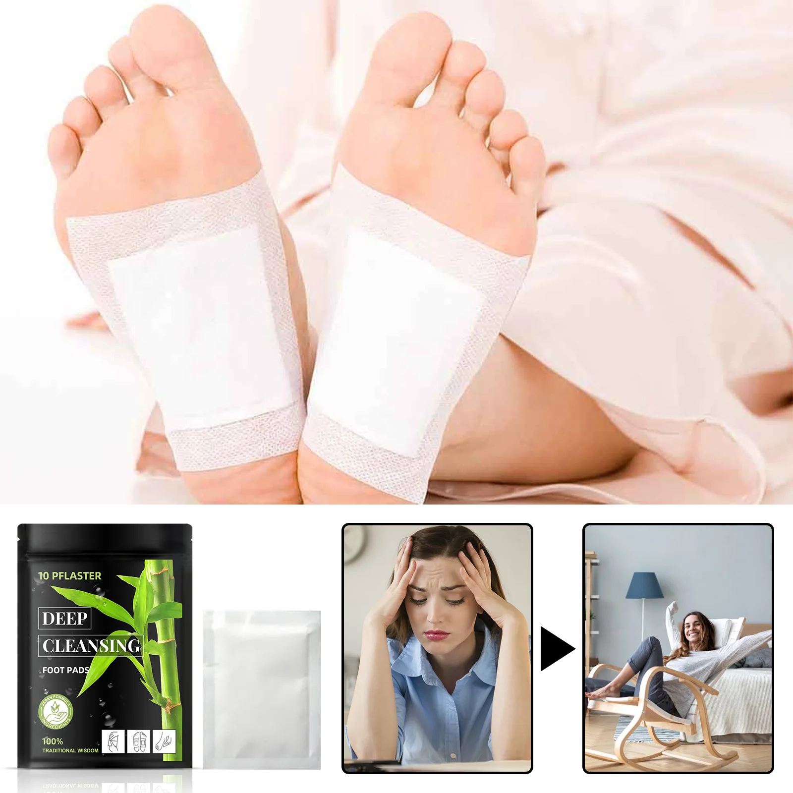 10pcs Deep Cleansing Foot Patch Foot Massage Help Sleep Relieve Mind and Body Foot Care Tools Wholesale